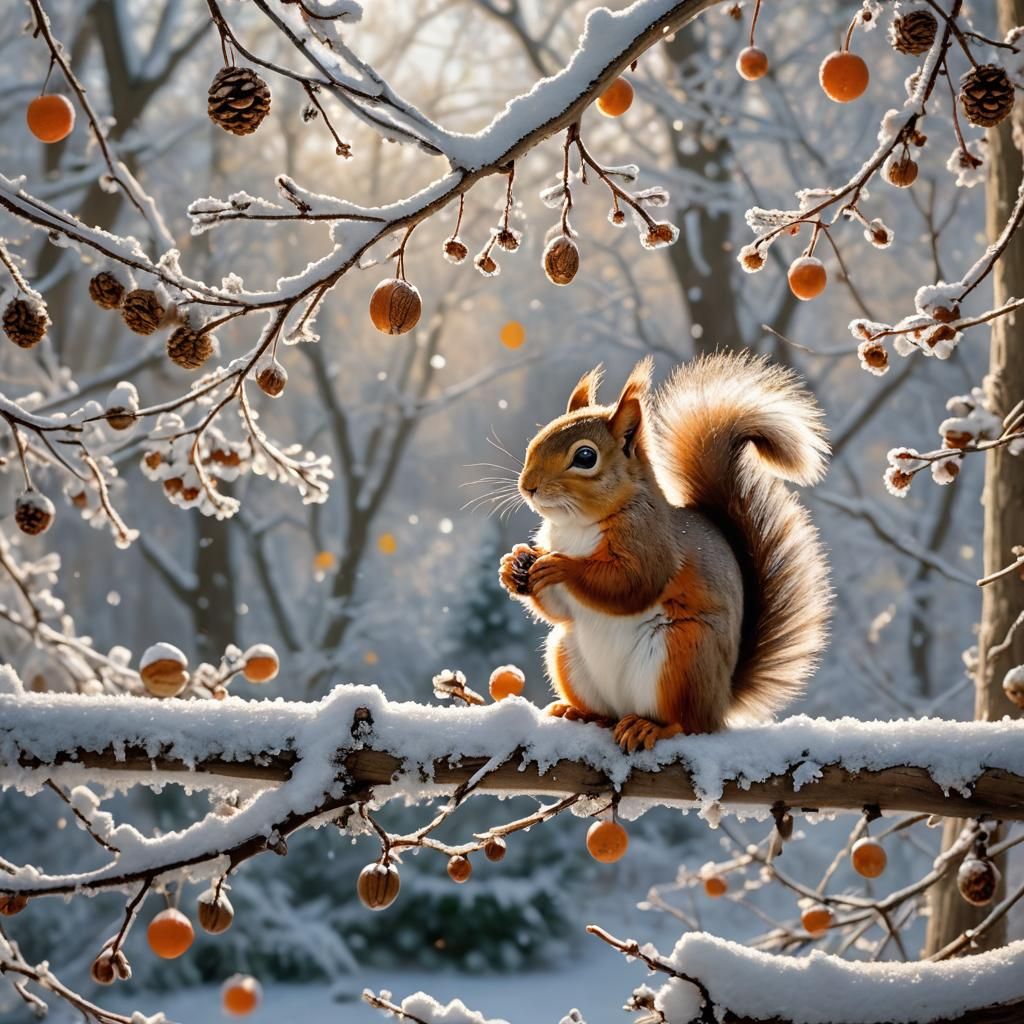 cute winter nature: squirrel