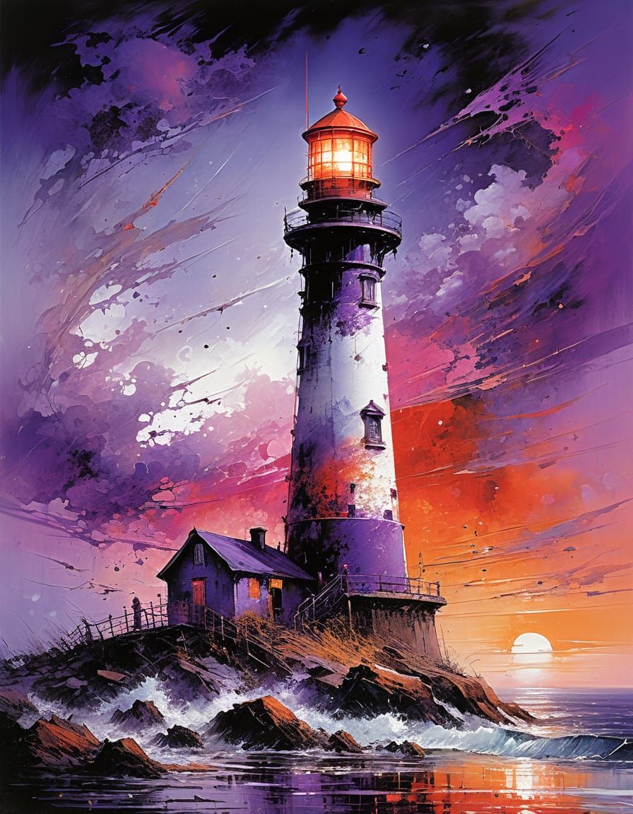 Colorful Abstract Lighthouse Art