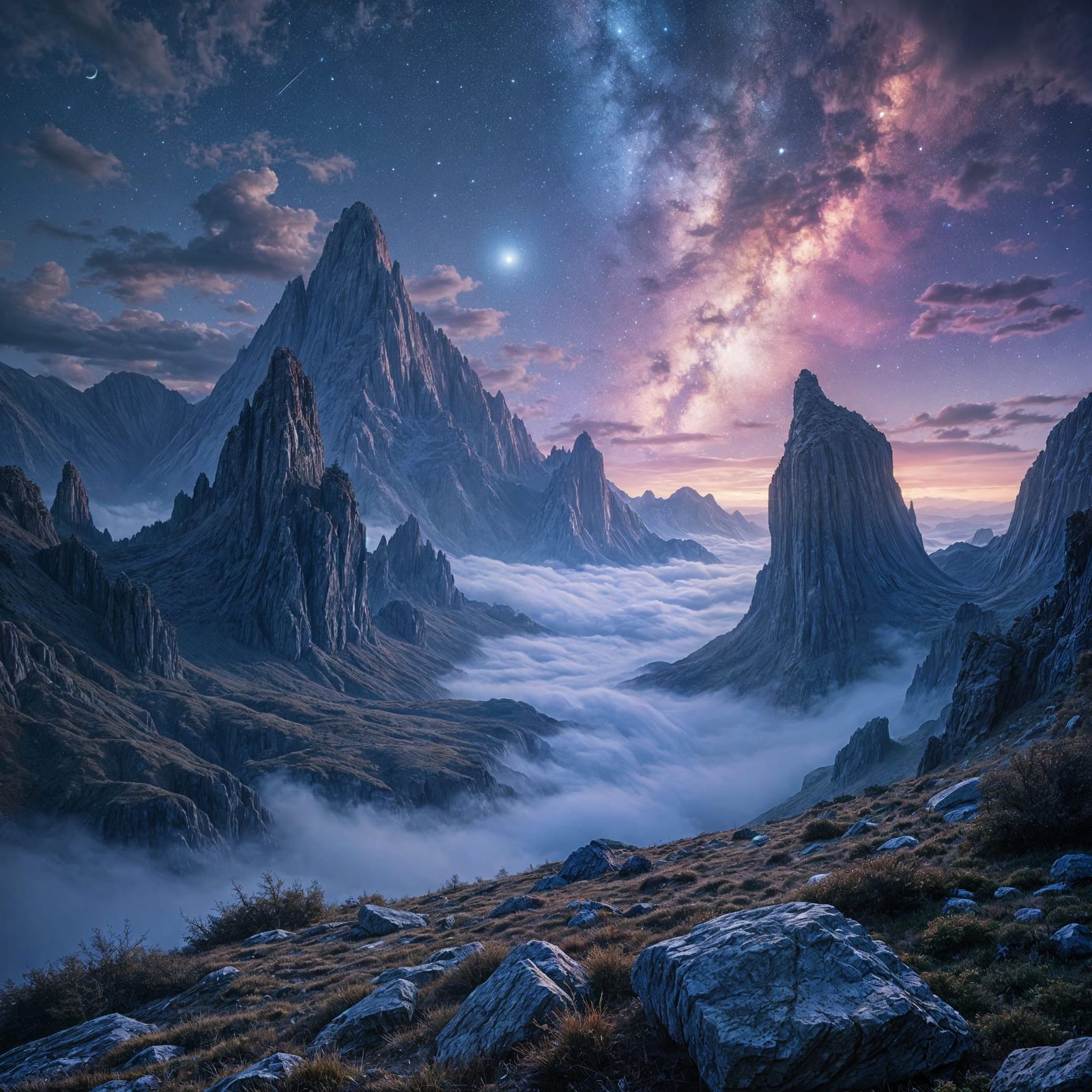 Epic Fantasy Landscape Astrophotography Painting
