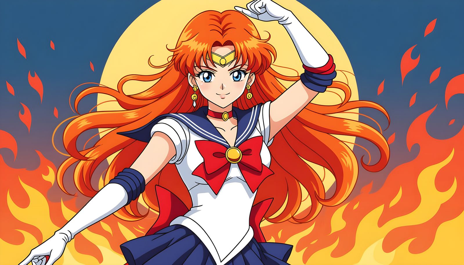 Sailor Sun: Fire Goddess in Anime Style