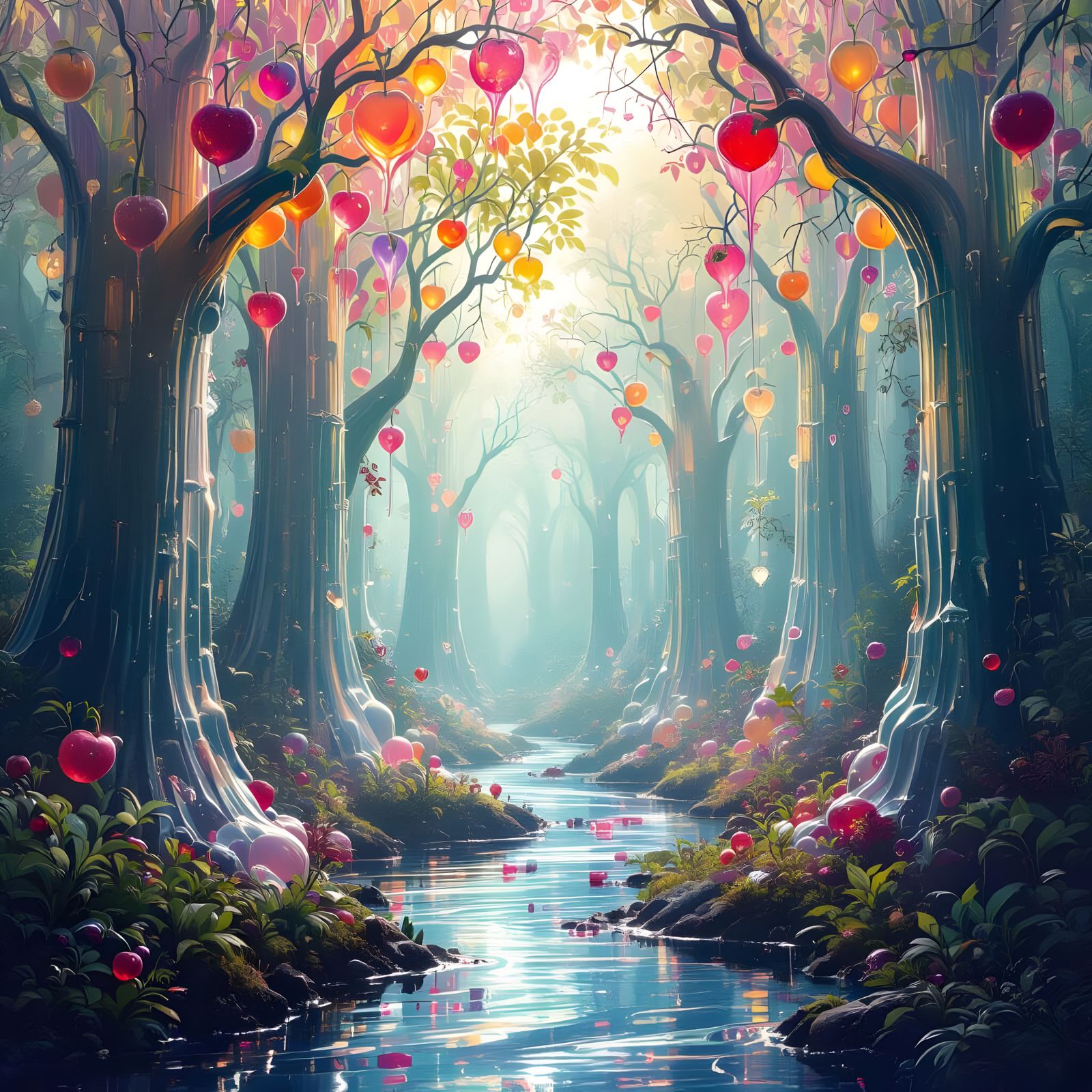 Enchanted Gelatin Forest with Fruit Syrup Leaves