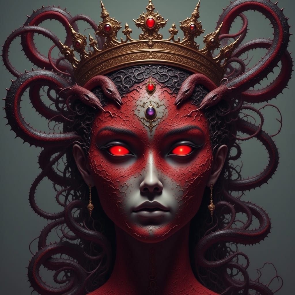 Ornate Snake Crown in Dark Biomechanical Style