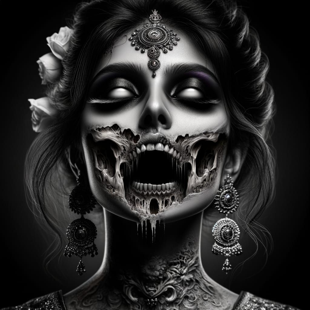 Ethereal South Asian Woman Transcends Human Understanding