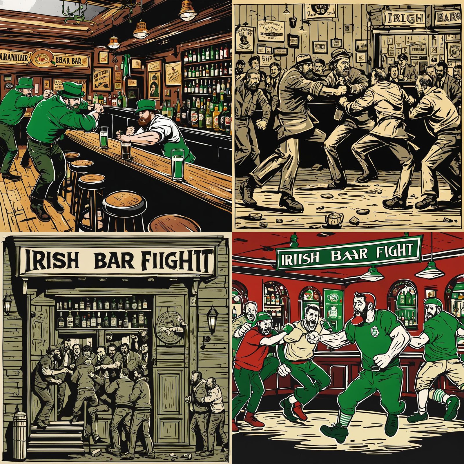 Irish Pub Brawl: A Lively Scene