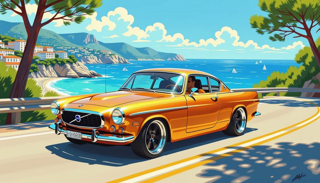 Gold 1970 Volvo 1800E Restomod on Riviera
