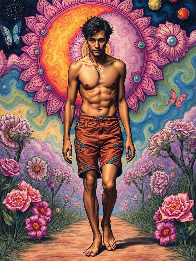 Psychedelic Swarthy Male in Surrealist Style