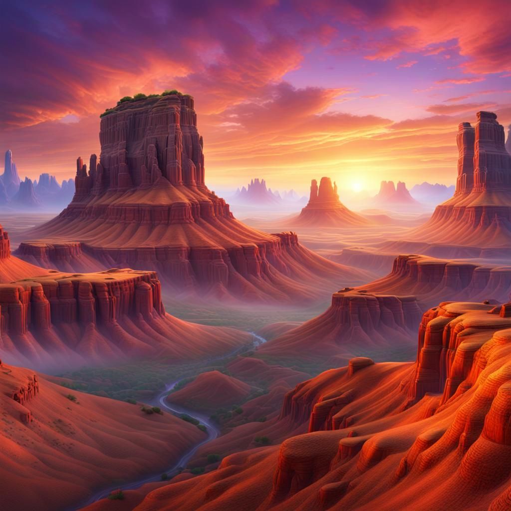Mittens Buttes at Sunrise and Sunset: Digital Matte Painting