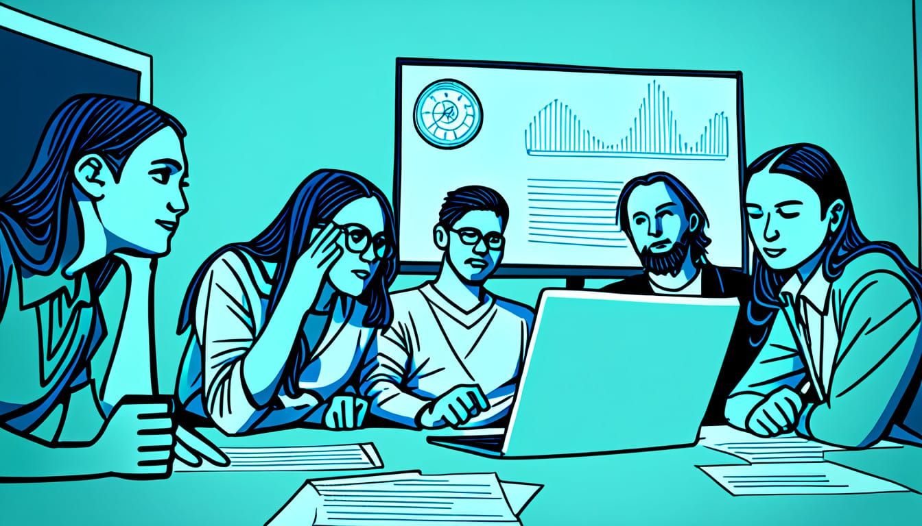 Business Professionals Discussing in a Simple Office Setting...