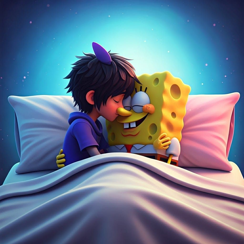 Hiro Hamada and SpongeBob: 3D Digital Art