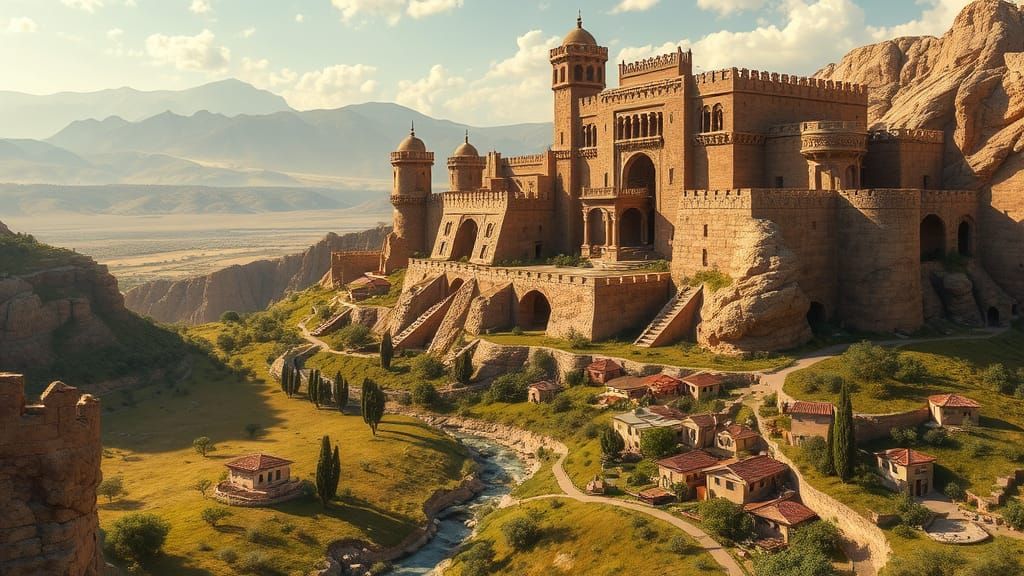 Majestic Middle Eastern Castle Amidst Verdant Valley