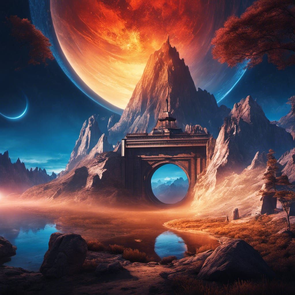 Stargate to Another World in Epic 3D Landscape