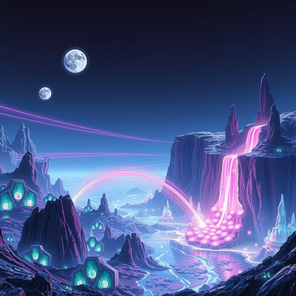 Bioluminescent Alien Planet with Floating Islands