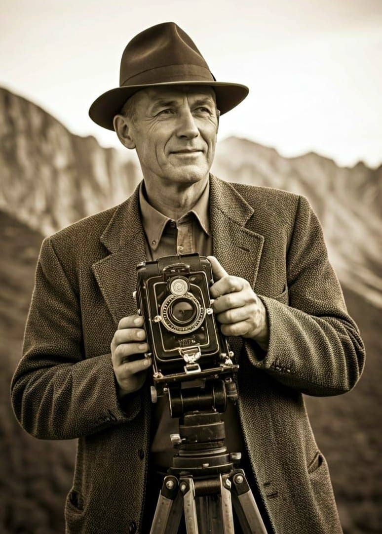 Vintage Photographer Captivates Rocky Mountains with Timeles...