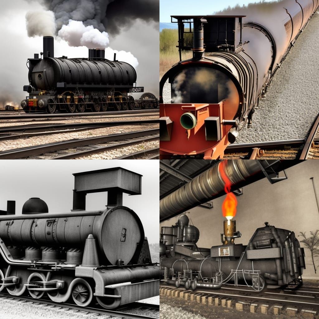 Steampunk Rocket with Locomotive Coal Furnace