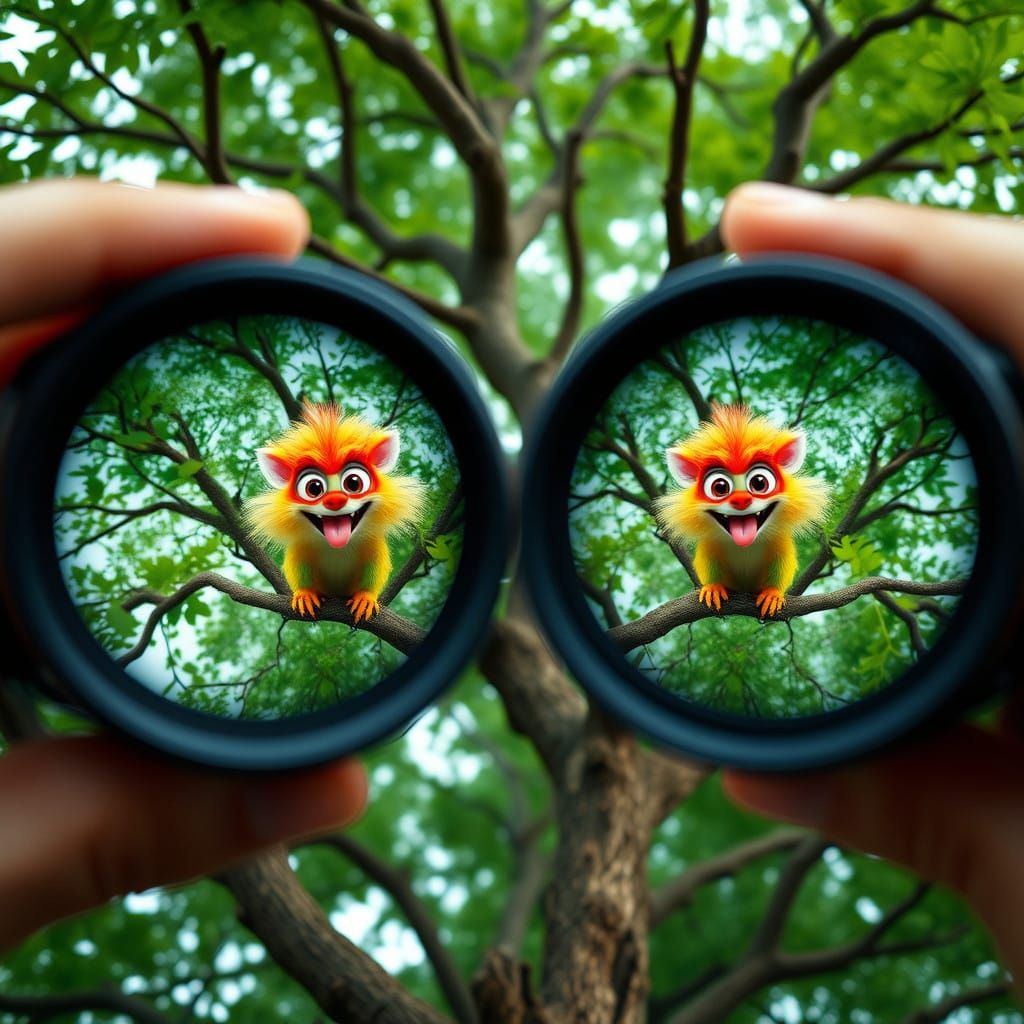 Adorable Creature in Binocular Lens
