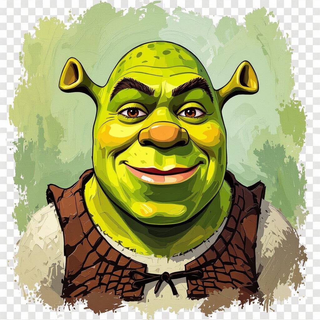 Shrek Abstract Art Impasto Painting