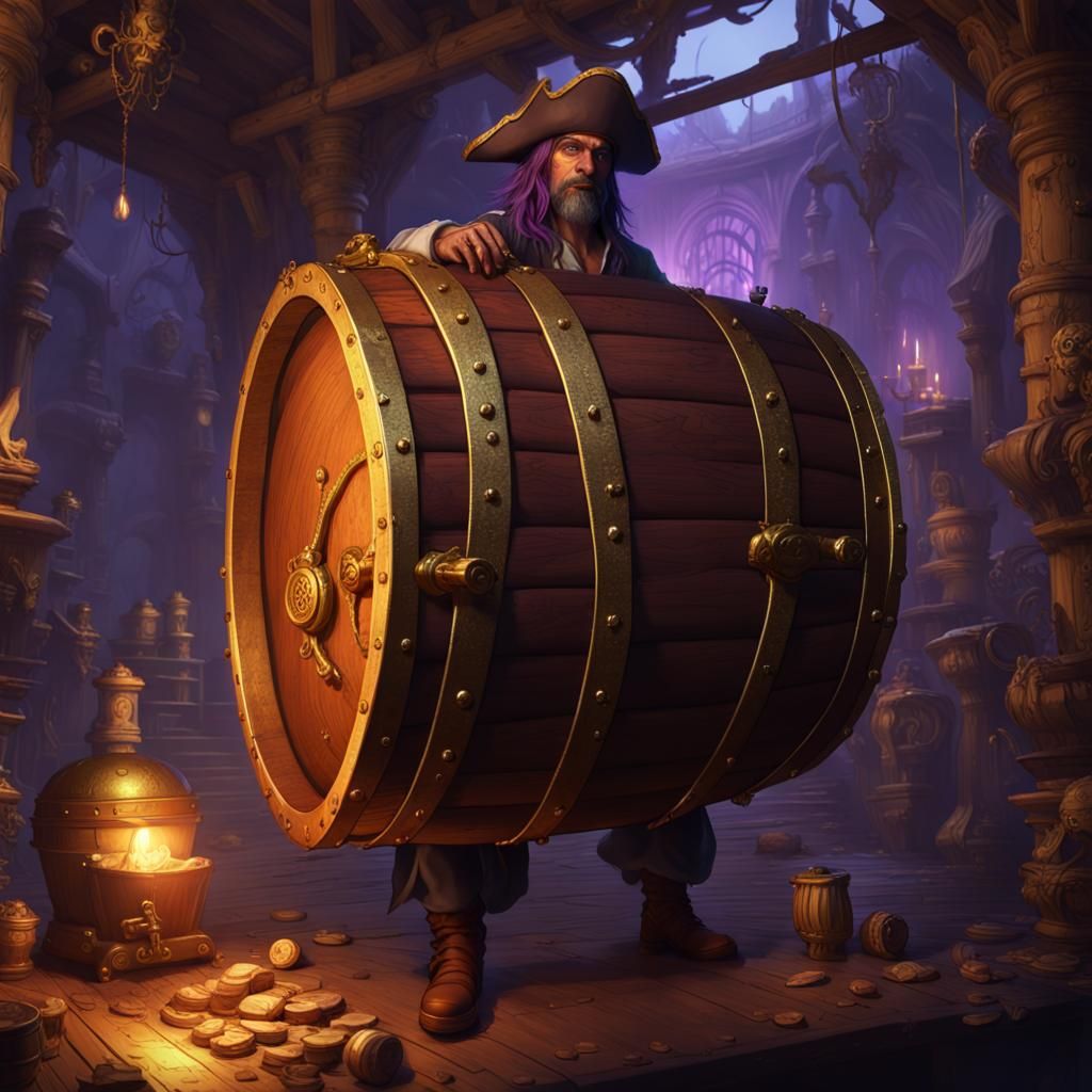 Pirate, Monkey, and Gold in Dark Fantasy Style