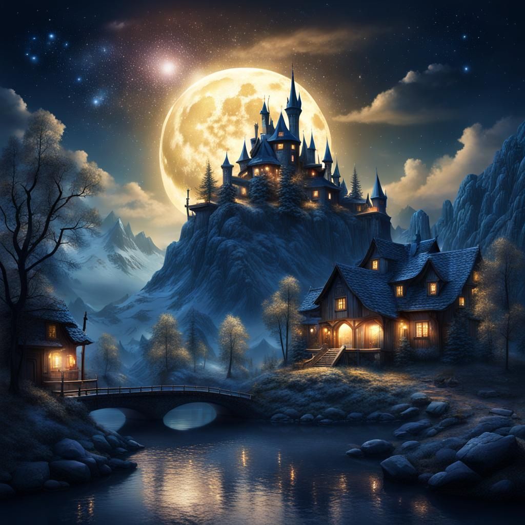 Enchanting Magic Night in Detailed Matte Painting