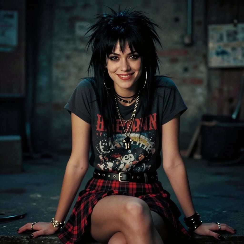 Punk Rock Woman Posing in Photoshoot
