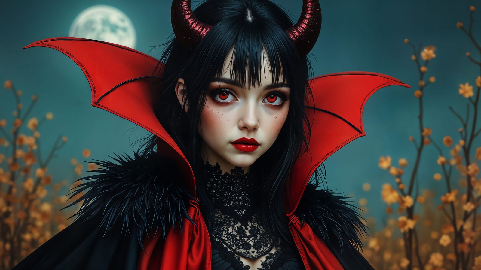 Vampire in Autumnal Fantasy Landscape