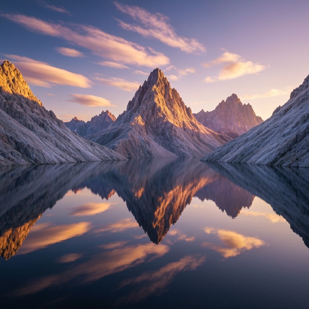 Crystal Mountains Shimmering Under Pastel Sunrise