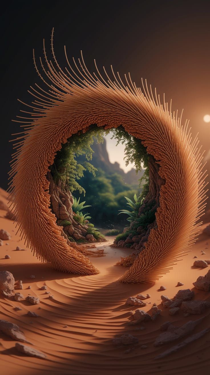 Golden Portal in Desert, Inspired by Kehinde Wiley