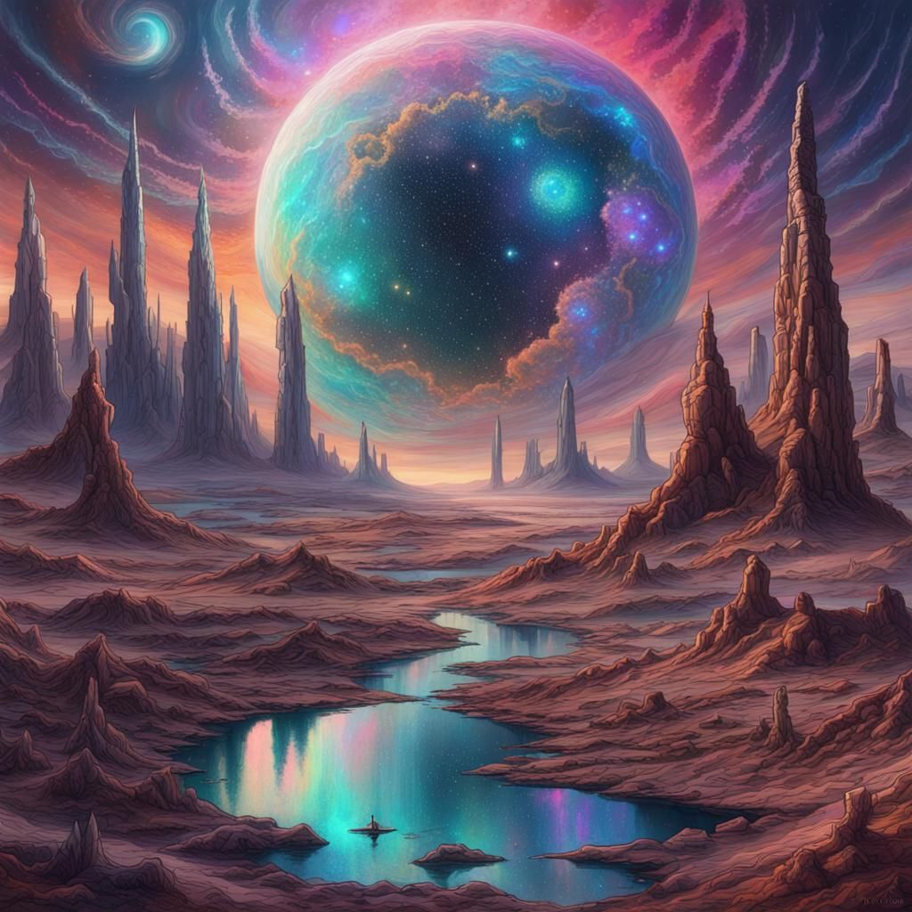 Astral Wasteland in Mixed Media Style