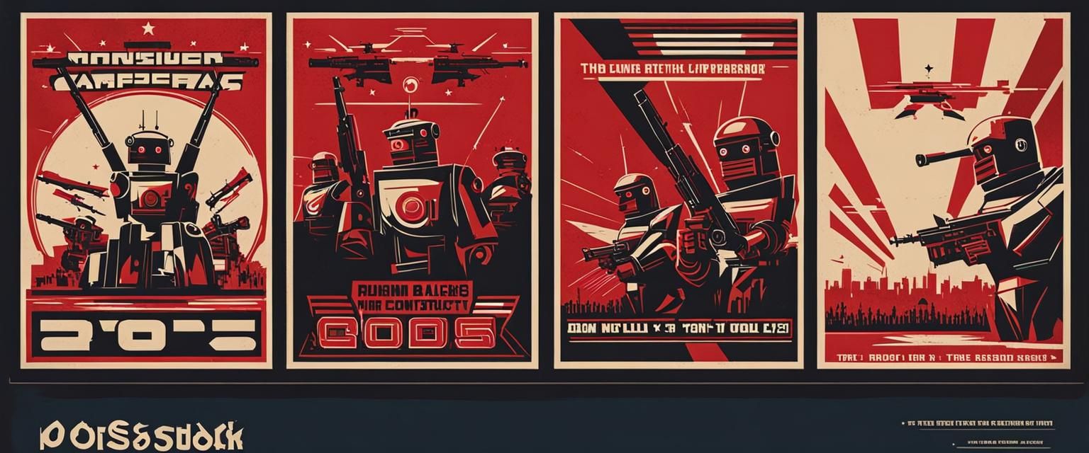 Robots Marching in Constructivist Propaganda Style