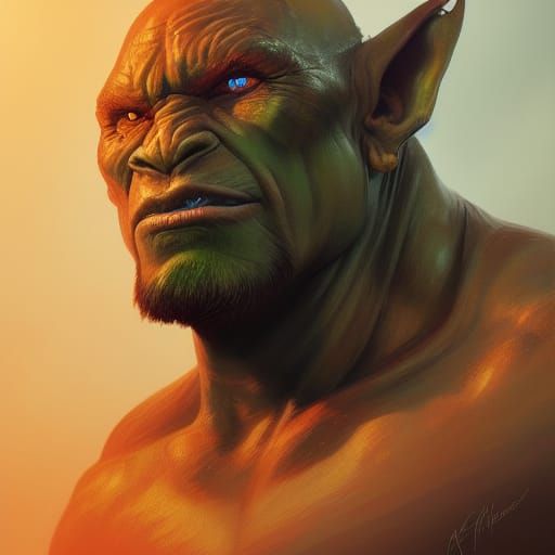 Hyperdetailed Orc Portrait in Triadic Colors