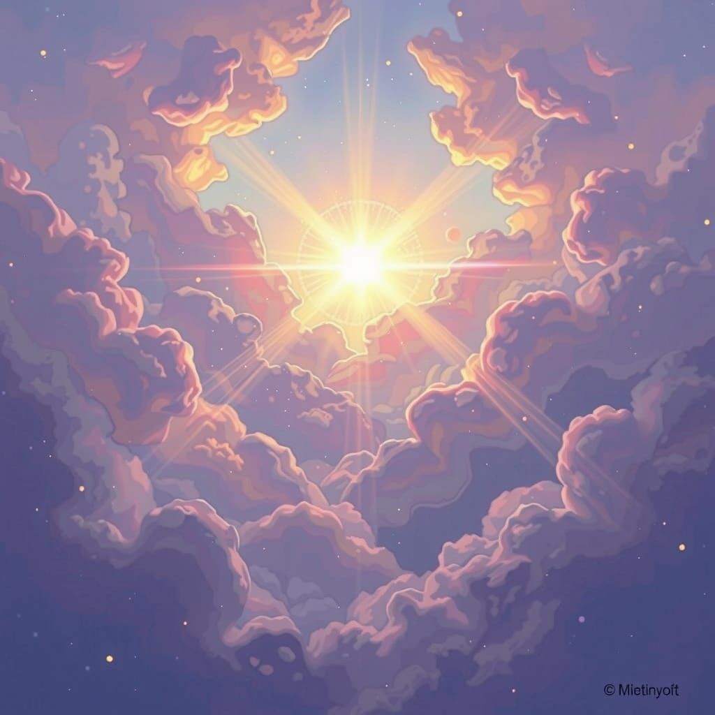 Cosmic Landscape in Radiant Iridescent Light