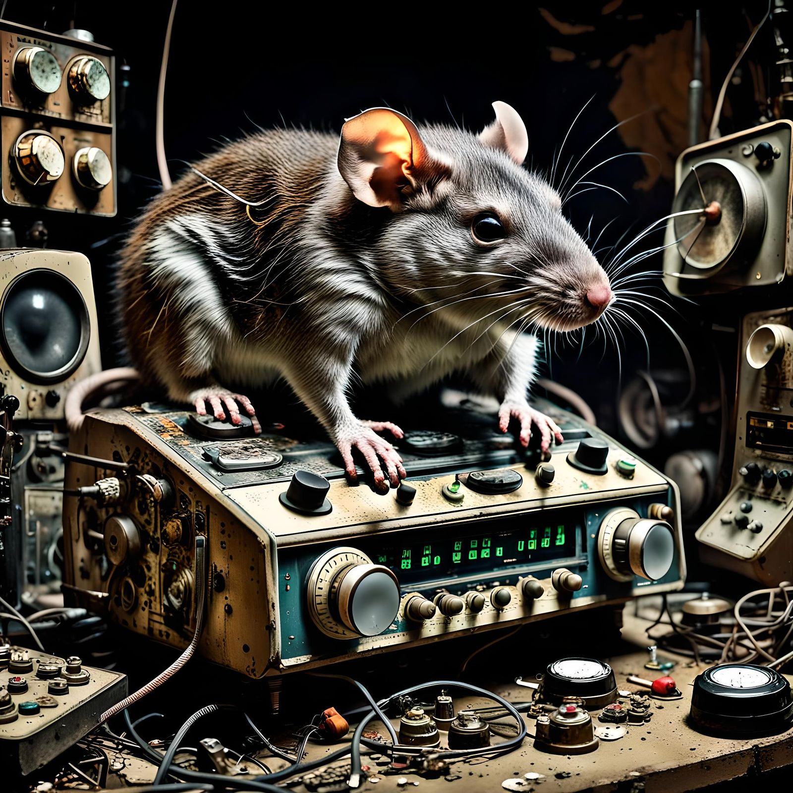 Radio Rat in a Dark Fantasy Style