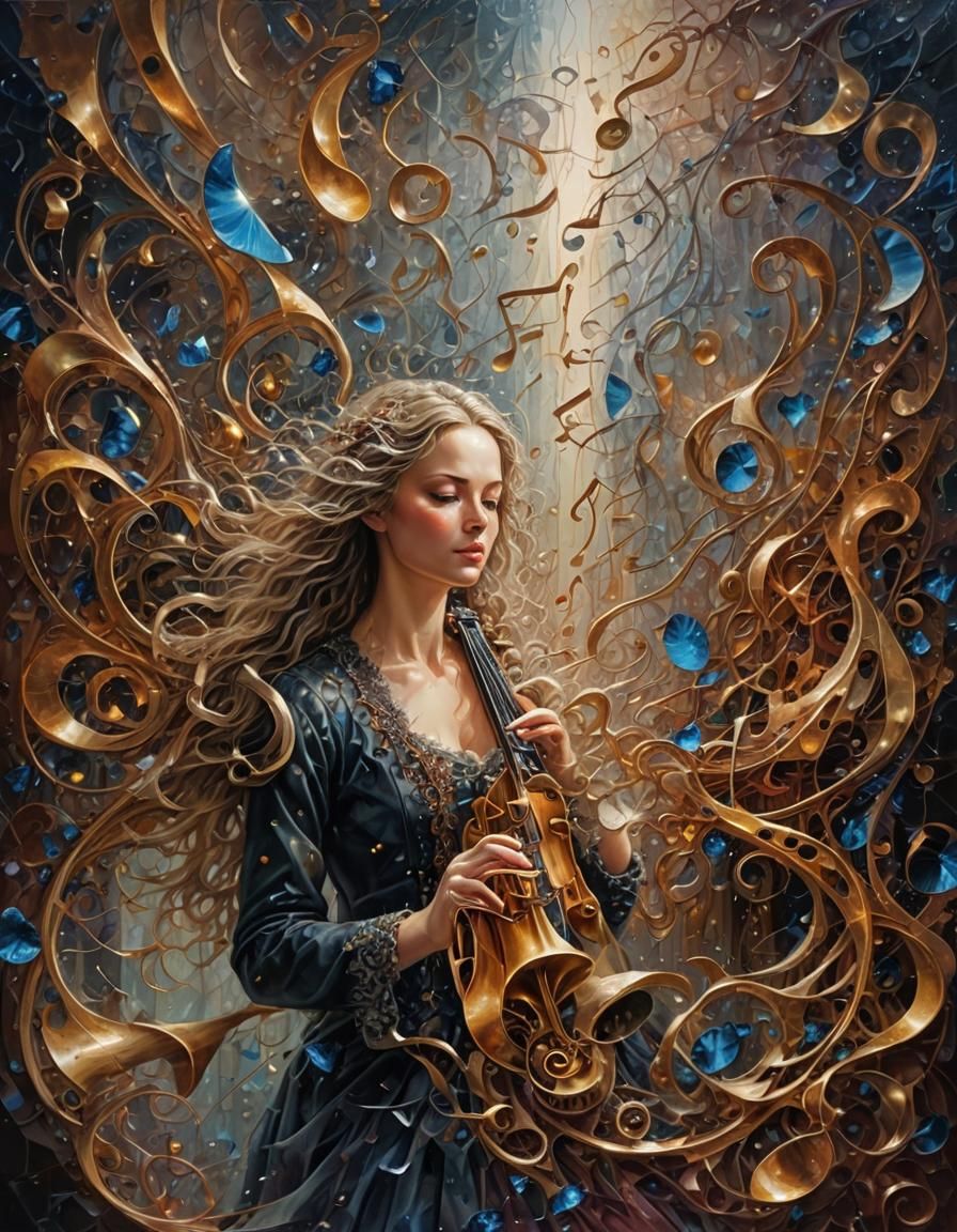 Ethereal Oil Painting Inspired by Bach's Music