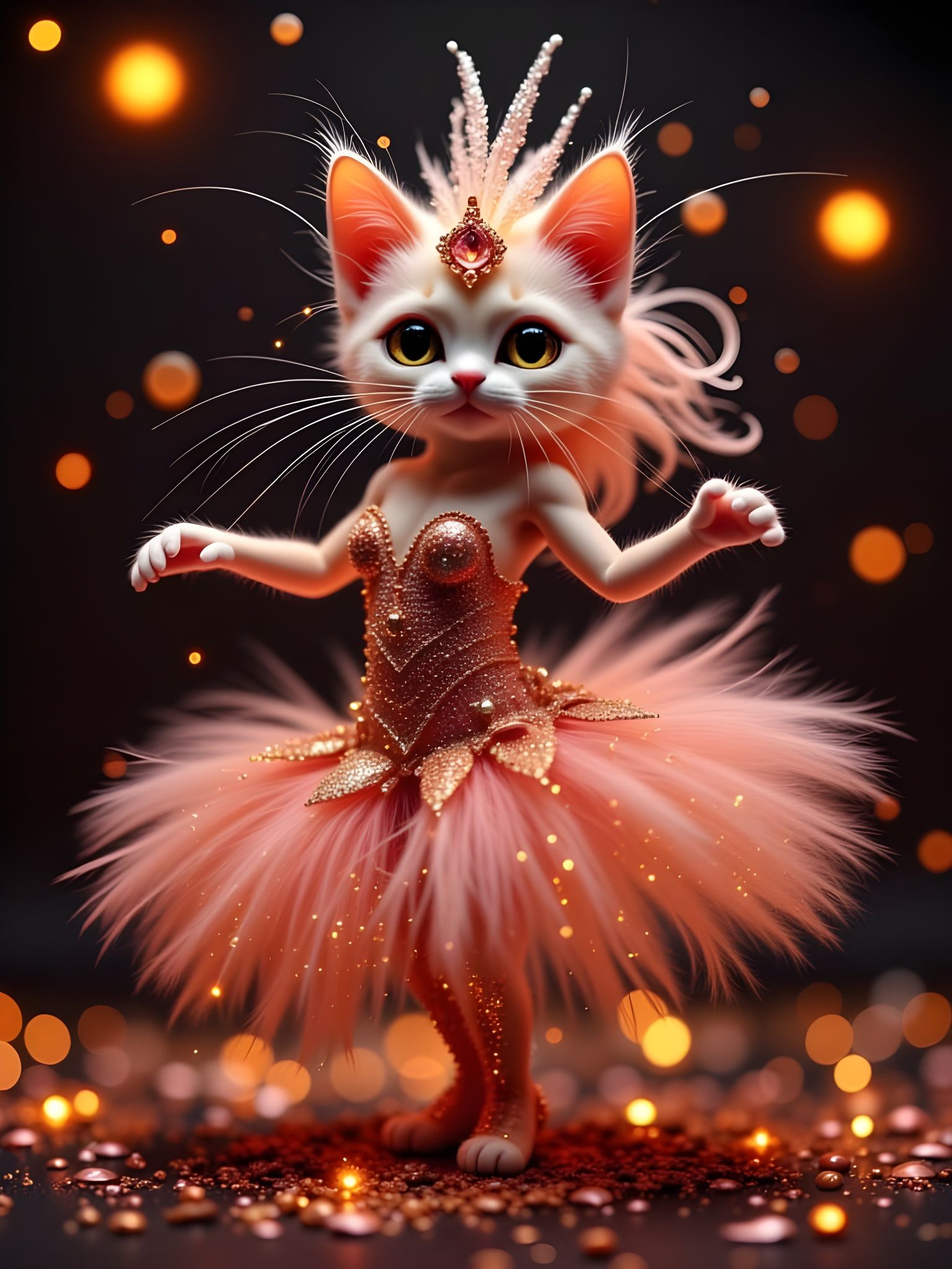 Cabaret Showgirl Pearl Cat Dancing