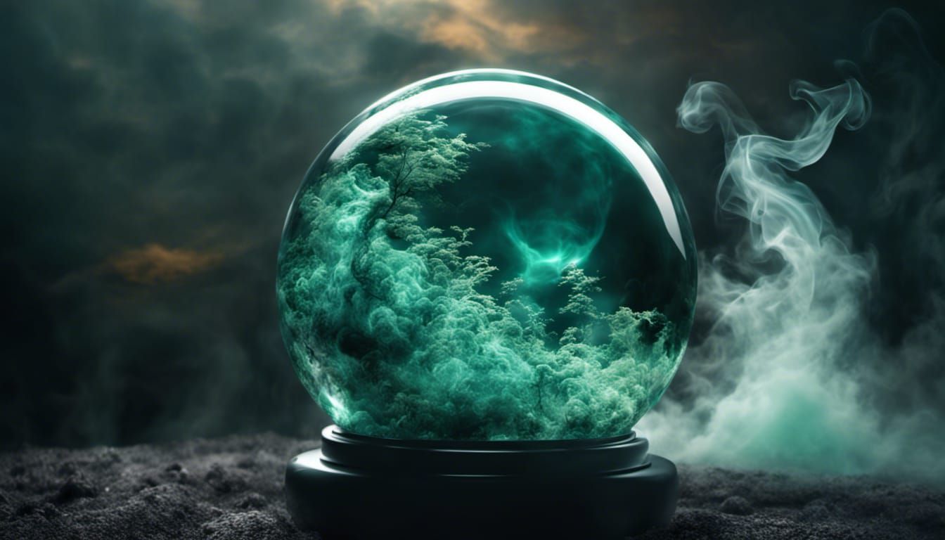 Cosmic Night Landscape Inside Glass Sphere