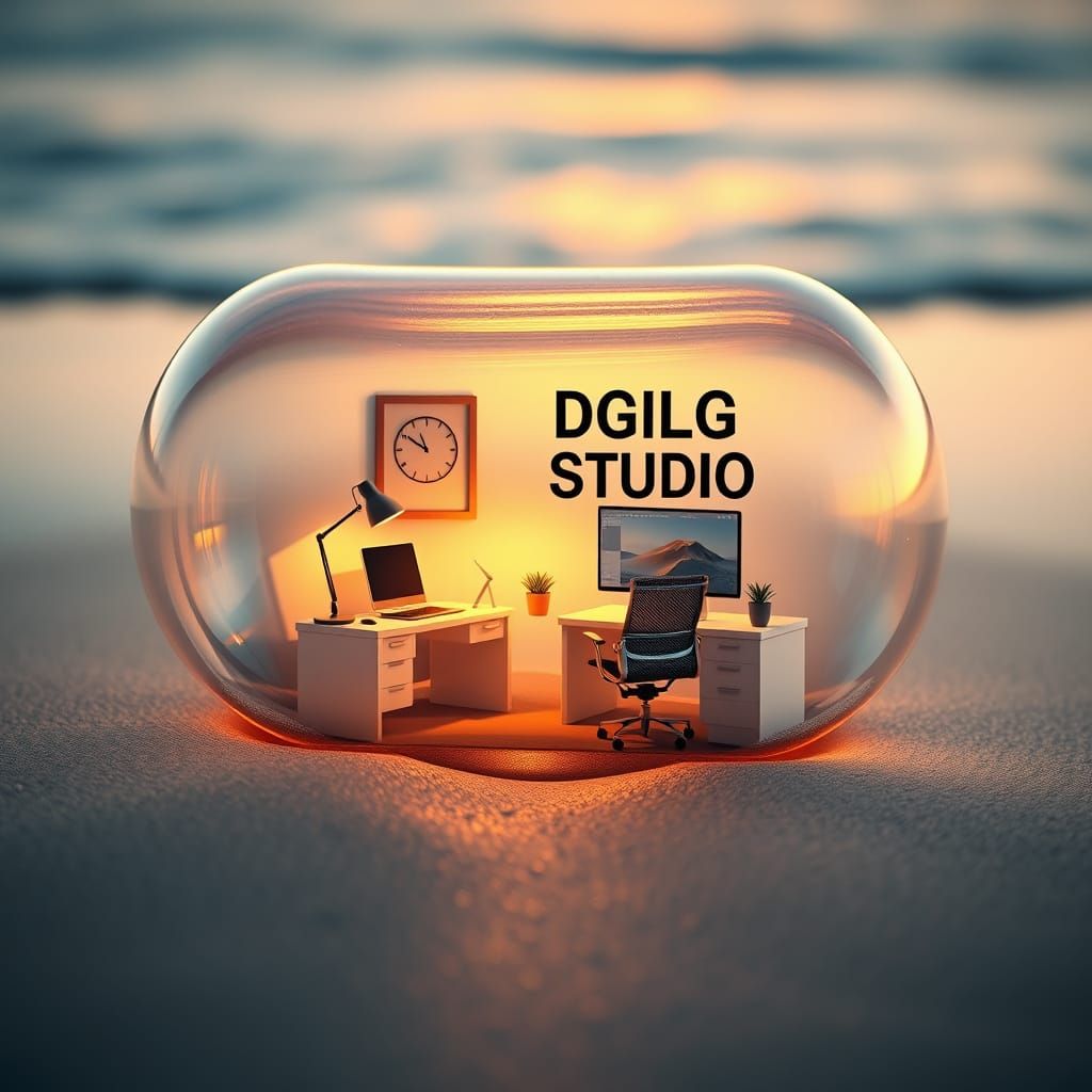 Miniature Office in Pill Capsule, Digital Rendering