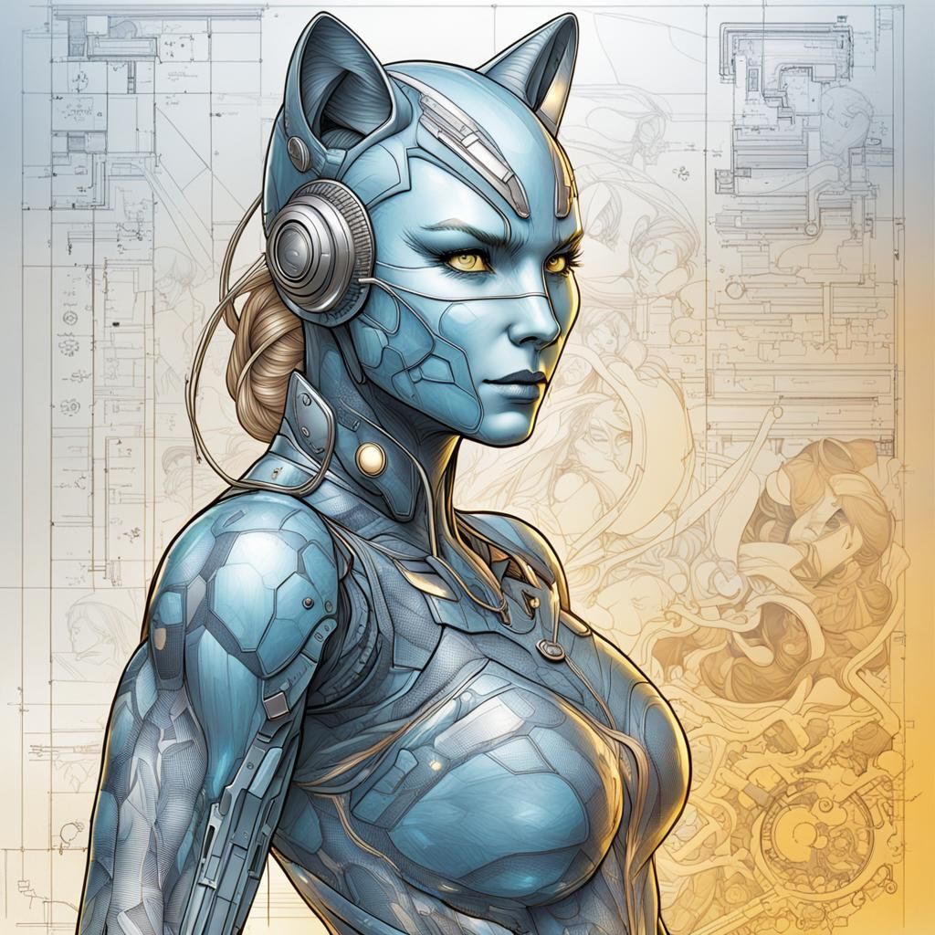 Radioactive Female Figure in Detailed Line Art