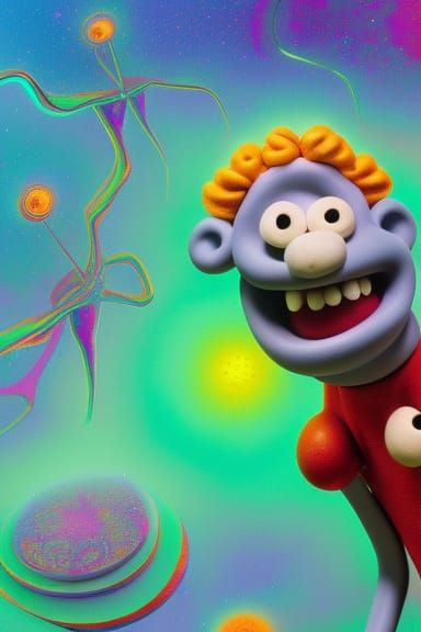 Psychedelic Claymation Wallace and Gromit in Space