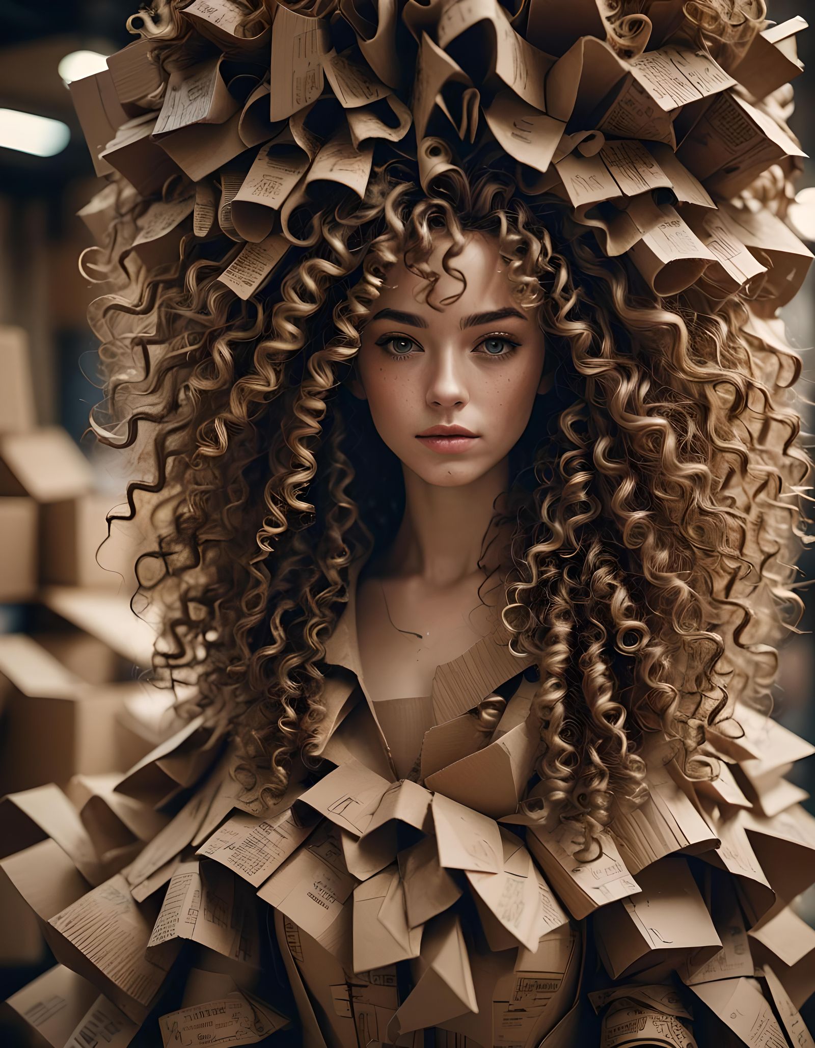 Cardboard Woman: Detailed Digital Matte Painting