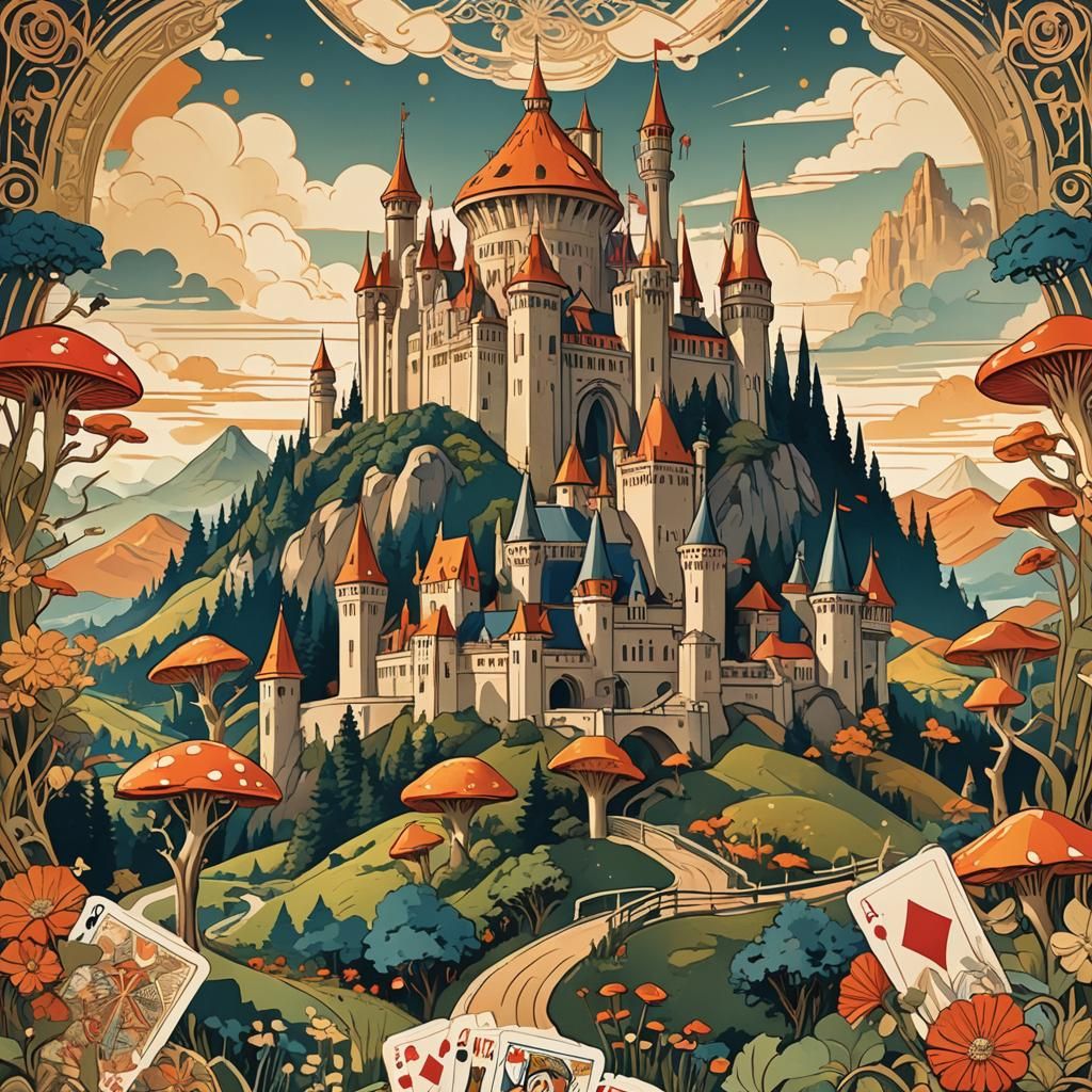 Art Deco Wonderland Travel Poster in Alphonse Mucha Style