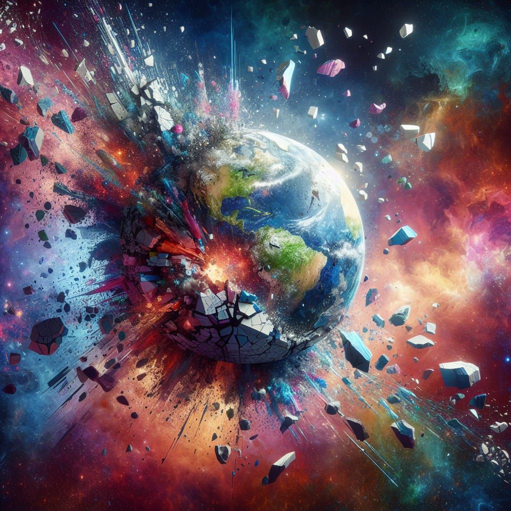 Shattered Planet Concept Art in Splash Art Style