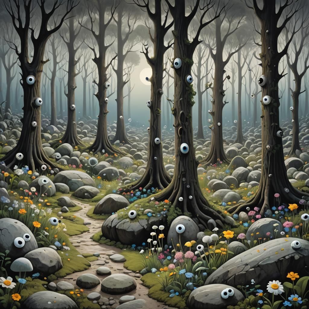 Googly eyed forest