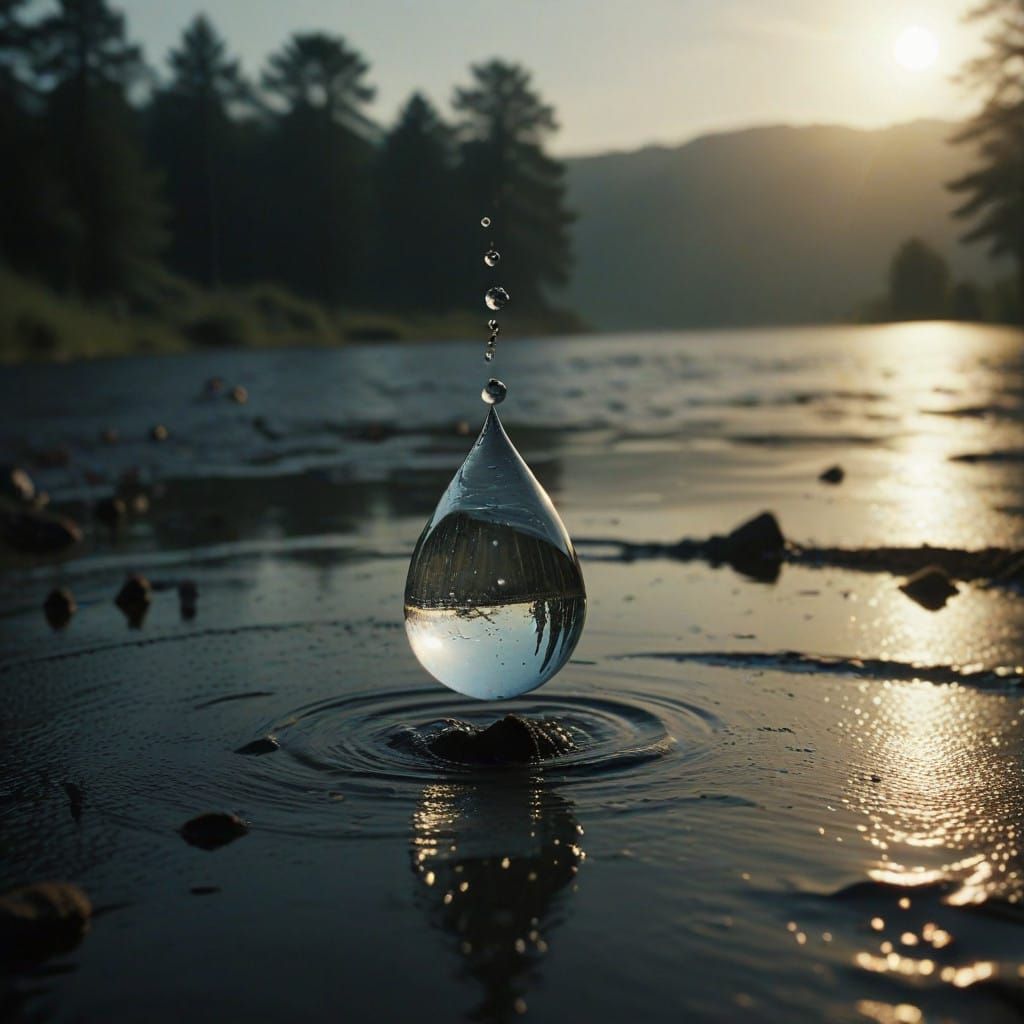 Water Droplet Illuminated in Cinematic Soft Focus