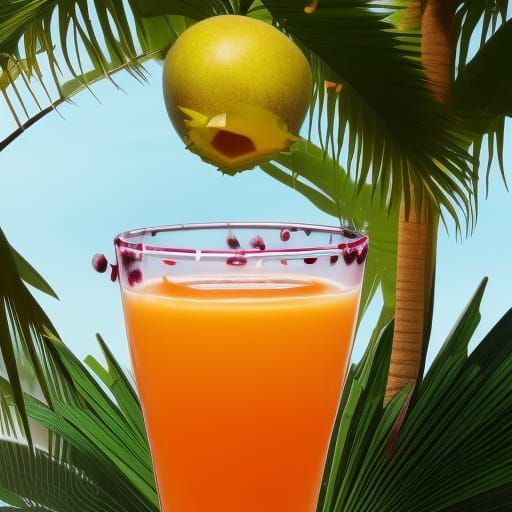 Passion Fruit Juice Under Palm Tree