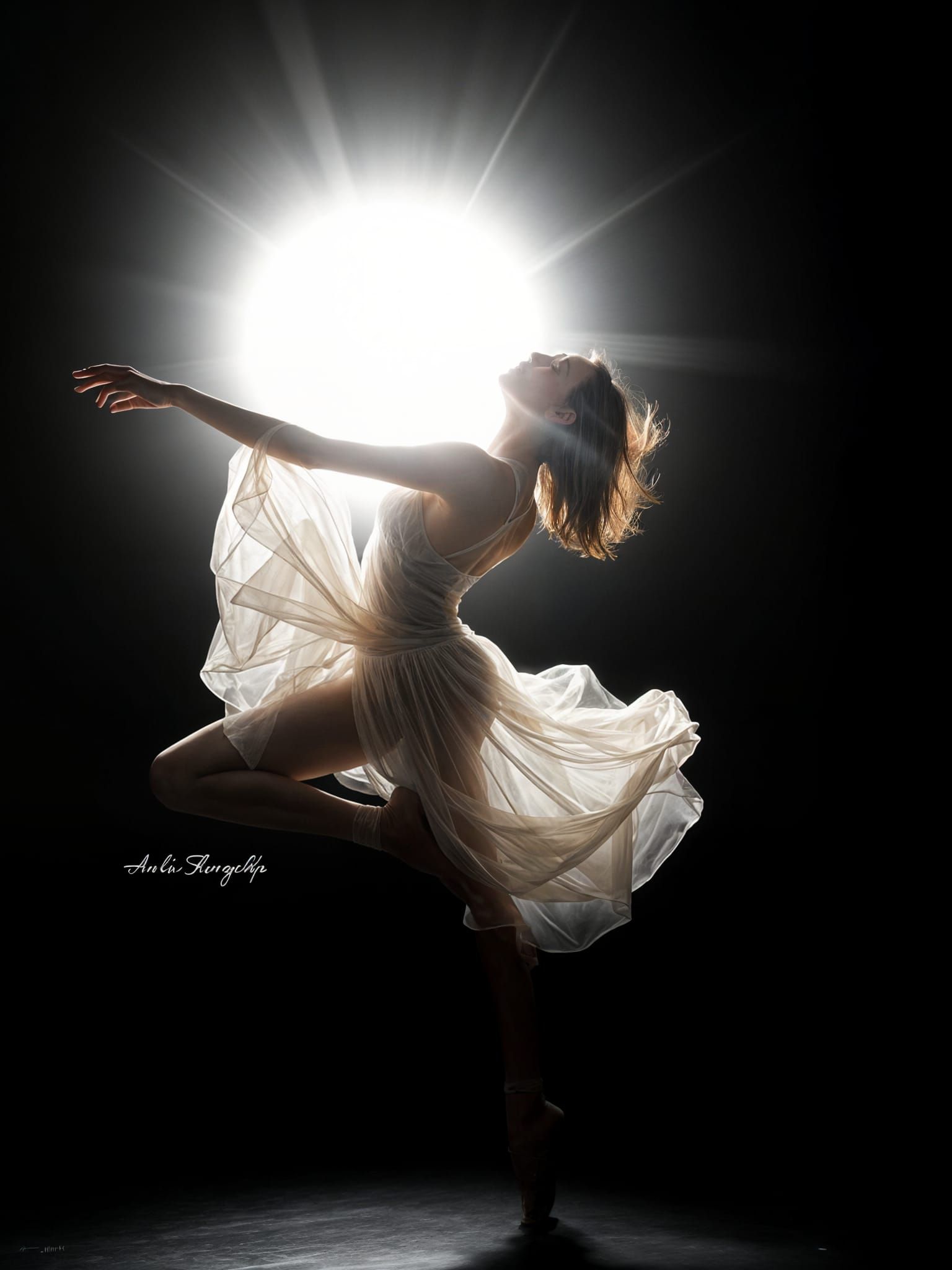 Ethereal Dancer in Burst of Light