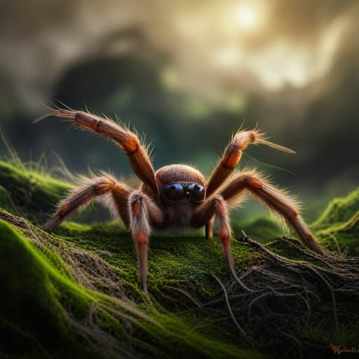 Creepy Spider in Detailed Matte Painting Style