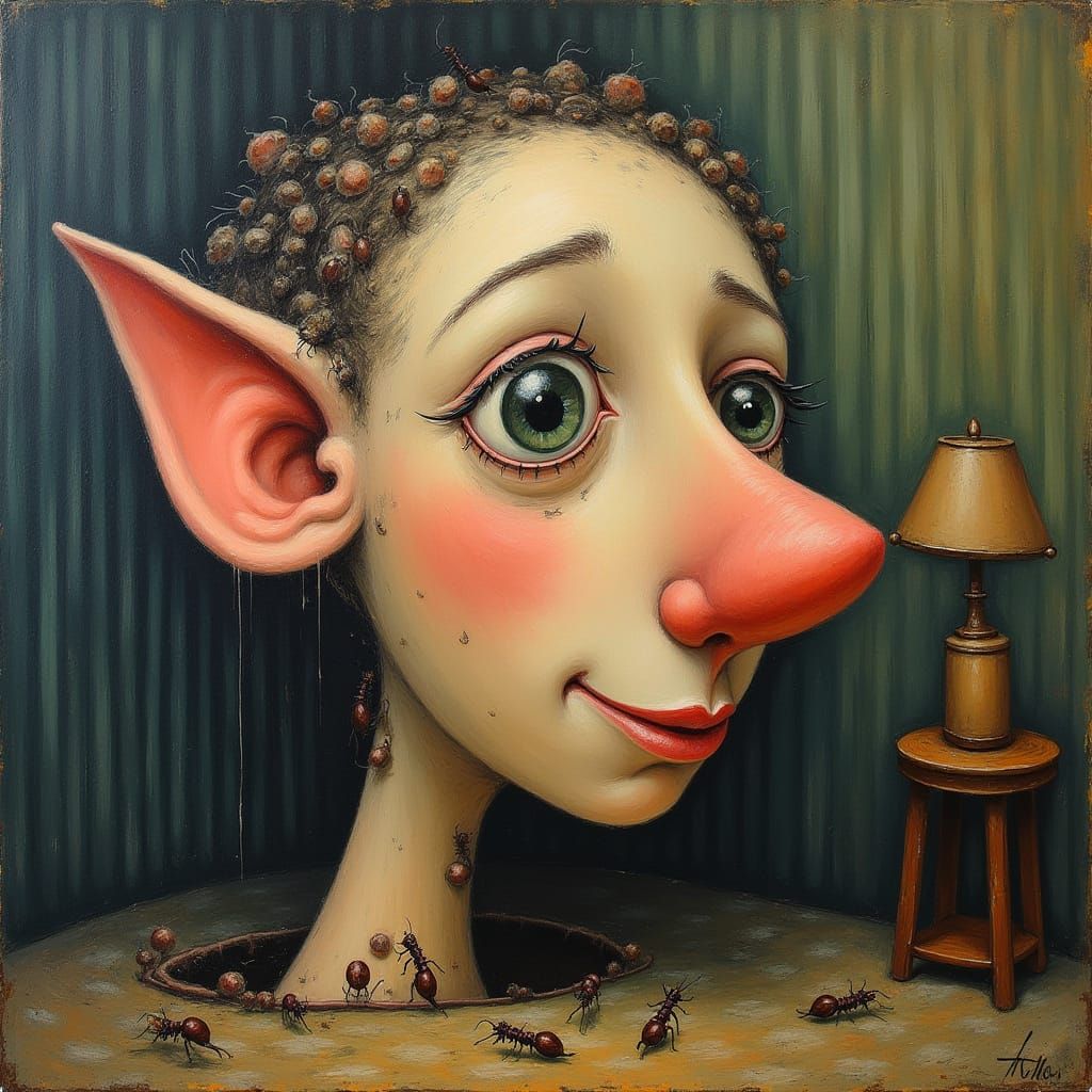 Whimsical Dürer-Inspired Portrait with Exaggerated Features