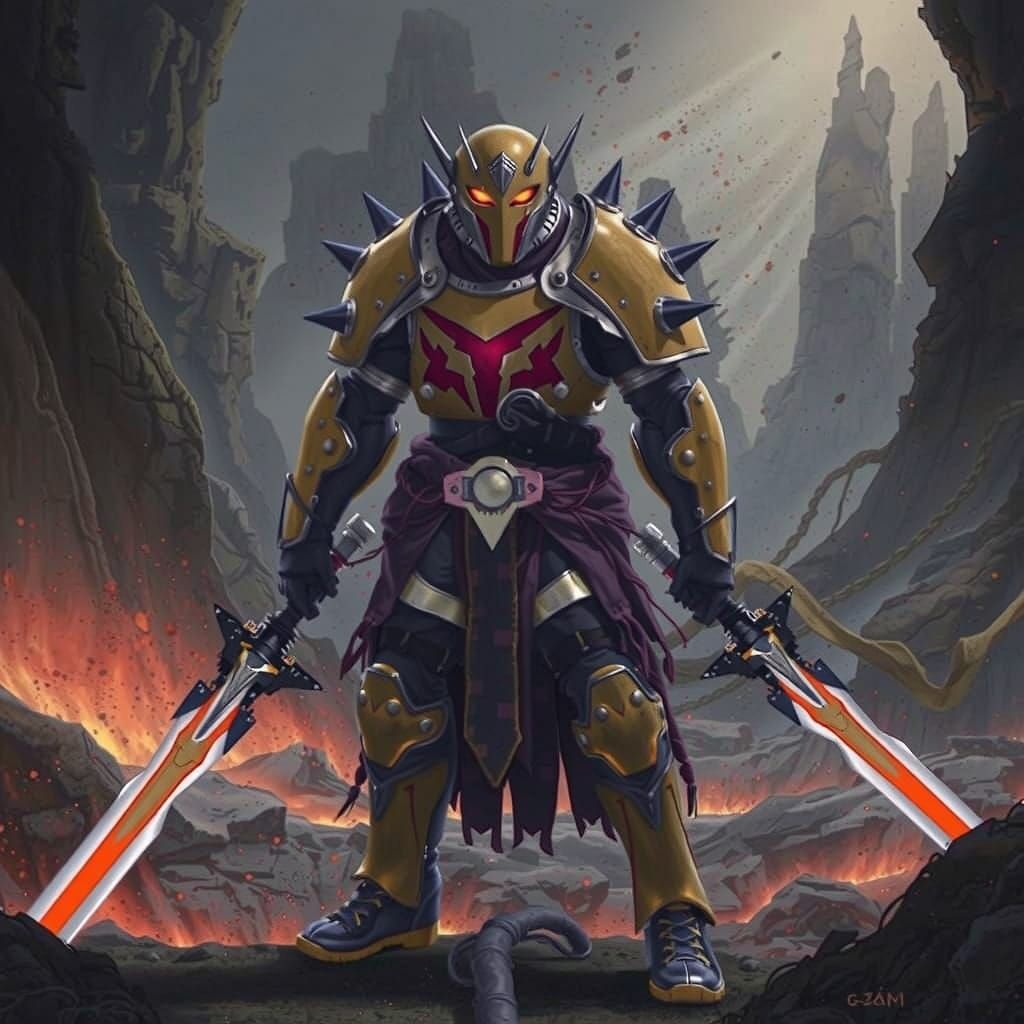 Fiery Wasteland Warrior with Lava Sword