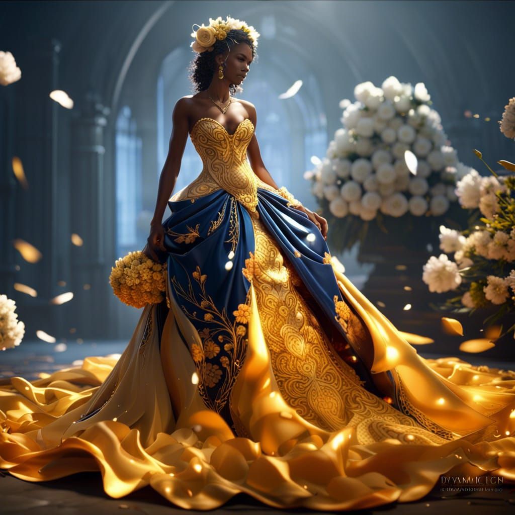 Floral Wedding Gown in Dark Fantasy Style