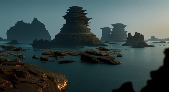 Nan Madol Ruins: Detailed Matte Painting