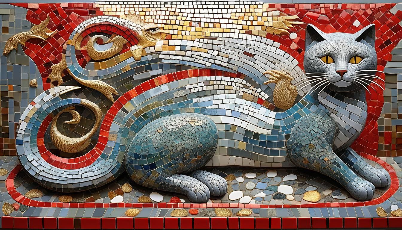 Porcelain 3D Render: Girl, Cat, and Dragon